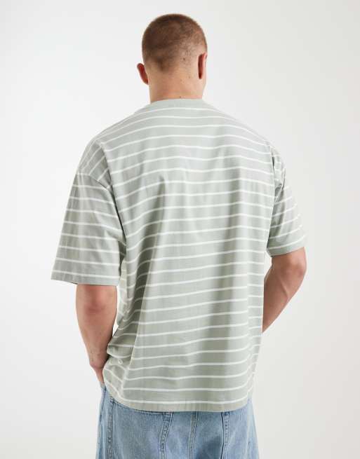 ASOS DESIGN - T-shirt oversize verde e bianca a righe, 5 di 5