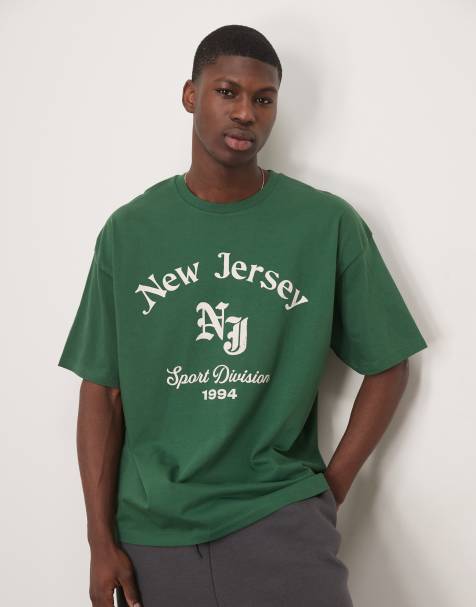 ASOS DESIGN - T-shirt oversize verde scuro con grafica con città sul davanti - view 1