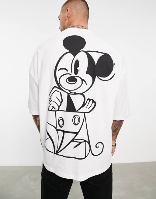 ASOS DESIGN – T-shirt oversize w kolorze ecru z nadrukiem Myszki Miki, 3 z 4