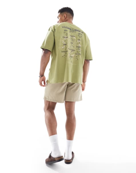 ASOS DESIGN oversized t-shirt with celestial graphic in khaki
