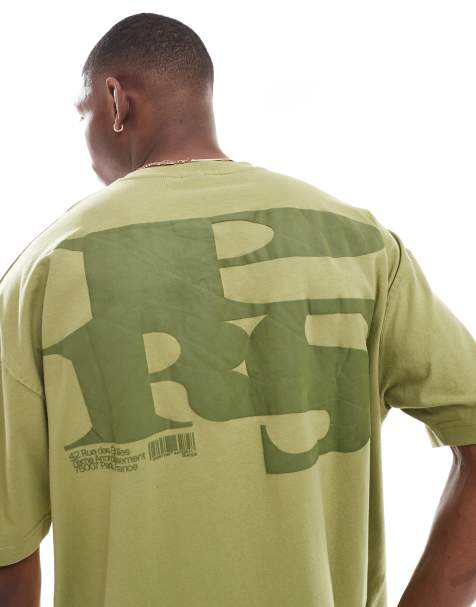 ASOS DESIGN – T-shirt oversize w kolorze khaki z grafiką z motywem miasta - view 1