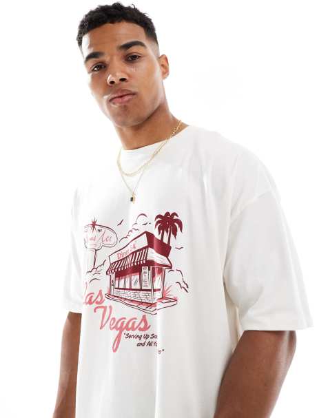 ASOS DESIGN – T-shirt oversize w kolorze złamanej bieli z grafiką - view 1