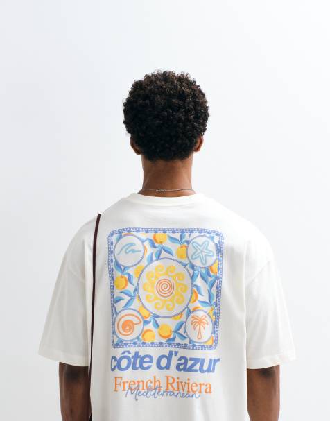 ASOS DESIGN – T-shirt oversize w kolorze złamanej bieli, z kwiatową grafiką - view 1