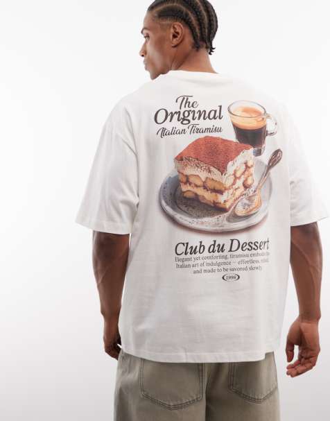 ASOS DESIGN – T-shirt oversize w kolorze złamanej bieli z nadrukiem tiramisu - view 1
