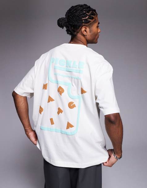 ASOS DESIGN oversized t-shirt with margarita graphic in off white