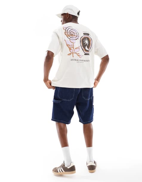 ASOS DESIGN oversized graphic t-shirt in oatmeal marl