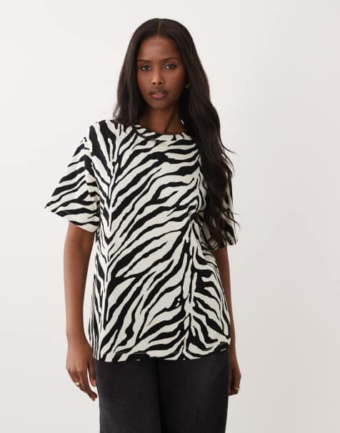 ASOS DESIGN – T-shirt oversize w paski zebry - view 1