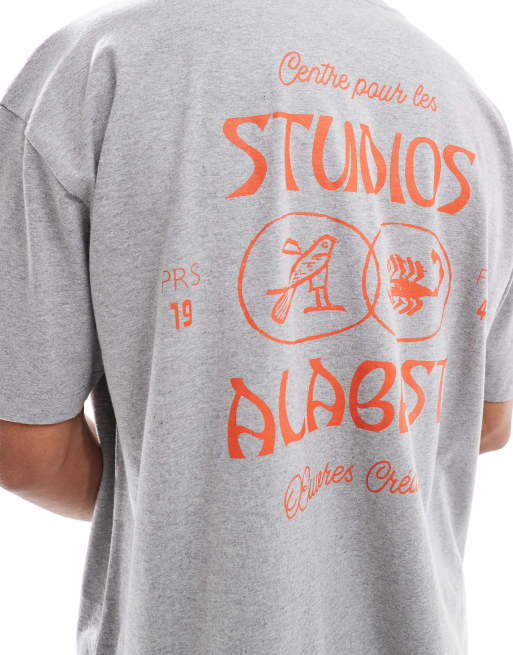 ASOS DESIGN – T-shirt oversize w szarym melanżowym kolorze z grafiką z napisem na plecach, 4 z 4