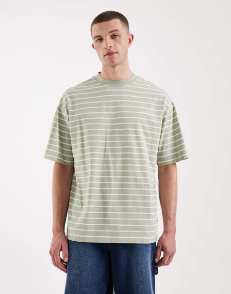 ASOS DESIGN – T-shirt oversize w zielono-białe paski - view 1