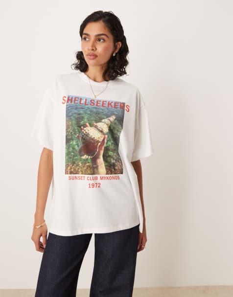 ASOS DESIGN – T-shirt oversize z grafiką z napisem „Shellseekers” - view 1