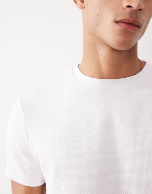 ASOS DESIGN - T-shirt pesante bianca testurizzata regular fit, 5 di 5