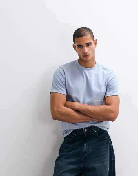 ASOS DESIGN - T-shirt pesante blu vestibilità classica - view 1