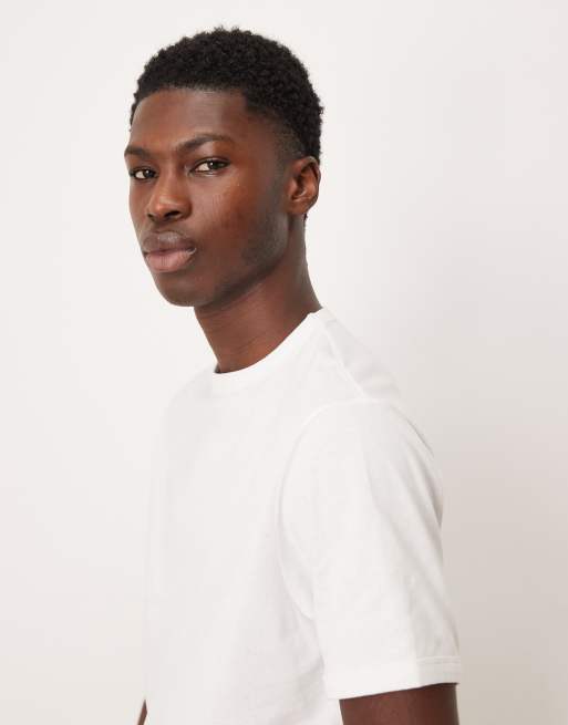 ASOS DESIGN - T-shirt pesante girocollo bianca con profili a contrasto , 4 di 5