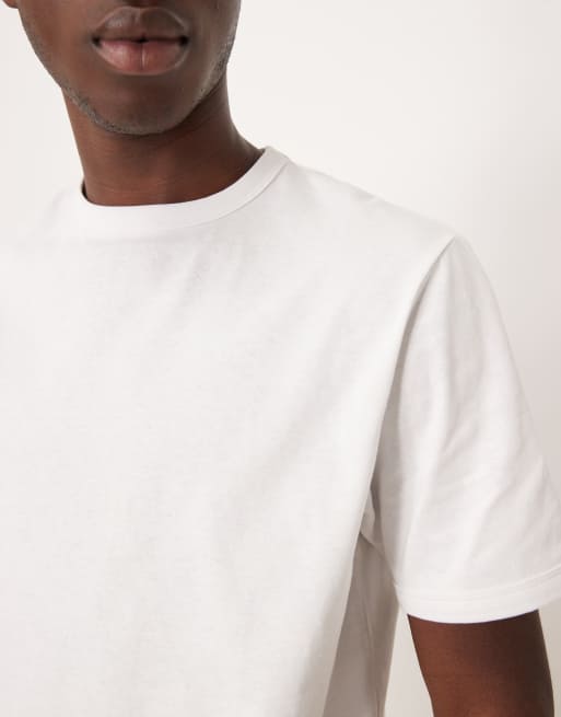 ASOS DESIGN - T-shirt pesante girocollo bianca con profili a contrasto , 5 di 5