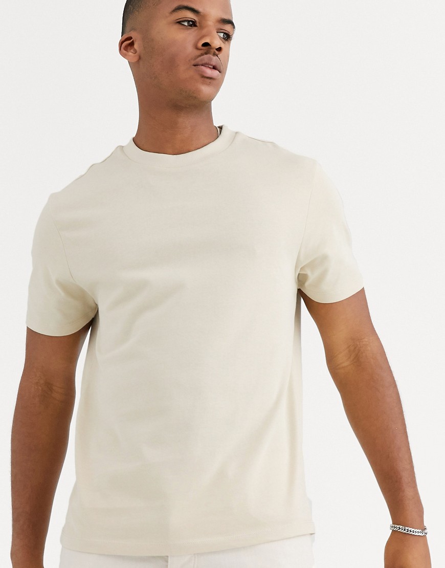 ASOS DESIGN - T-shirt pesante in cotone organico girocollo beige