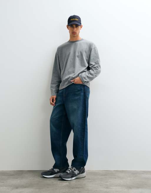 ASOS DESIGN T-shirt pesante oversize squadrata a maniche lunghe in grigio antracite mélange, 2 di 5