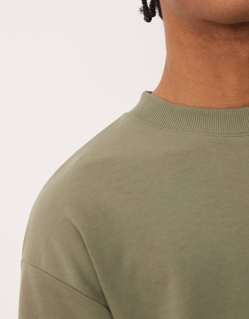 ASOS DESIGN - T-shirt pesante oversize squadrata kaki morbida al tatto, 5 di 5