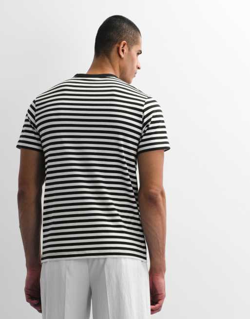 ASOS DESIGN - T-shirt pesante regular fit blu navy a righe, 4 di 7