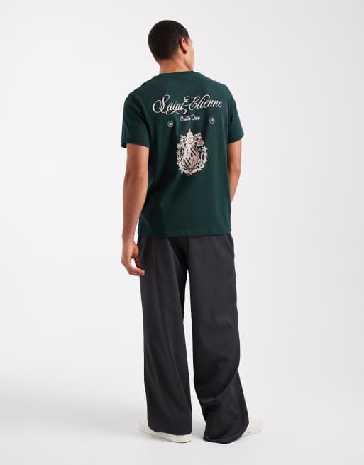 ASOS DESIGN - T-shirt pesante regular fit verde scuro con scritta e stemma, 2 di 5