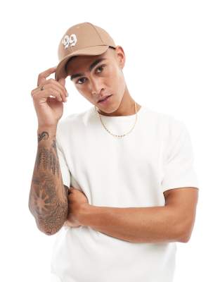 ASOS DESIGN - T-shirt premium girocollo color crema in tessuto interlock da 300 gsm