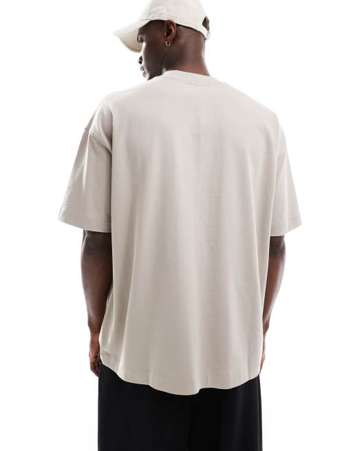 ASOS DESIGN - T-shirt premium oversize pesante da 300 gsm color pietra, 6 di 6