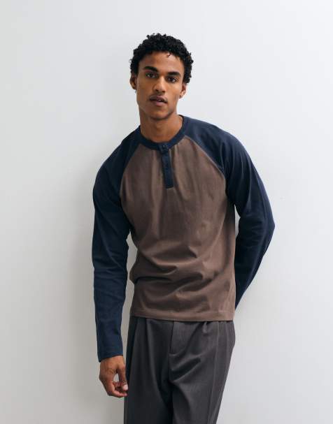 ASOS DESIGN t-shirt raglan à manches longues coupe décontractée en marron délavé - view 1