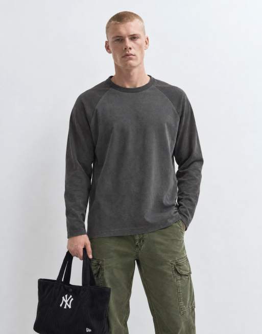 ASOS DESIGN t-shirt raglan à manches longues gris délavé, 10 de 10