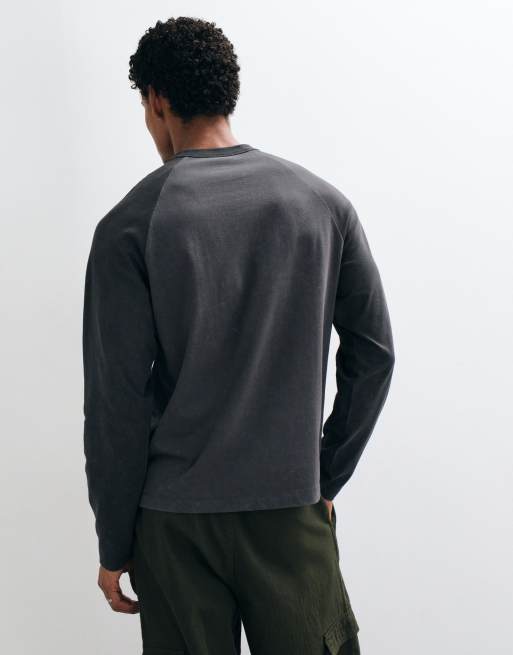ASOS DESIGN t-shirt raglan à manches longues gris délavé, 5 de 10