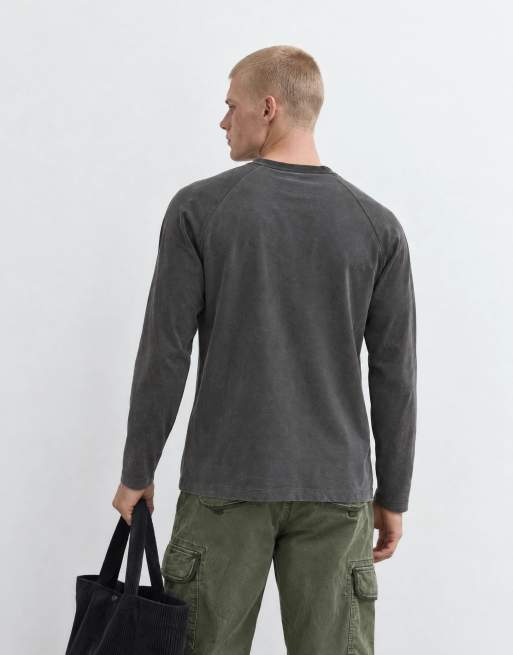 ASOS DESIGN t-shirt raglan à manches longues gris délavé, 9 de 10
