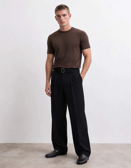 ASOS DESIGN - T-shirt ras de cou à manches courtes en laine mérinos pure - Marron, 7 de 10