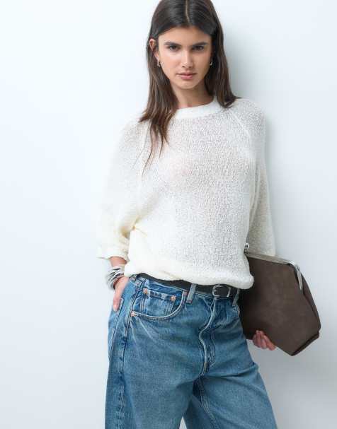 ASOS DESIGN - T-shirt ras de cou ample à manches tombantes - Crème - view 1