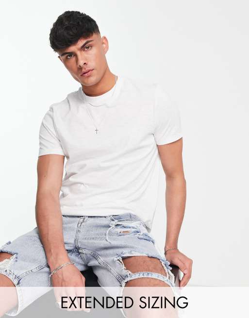 ASOS DESIGN - T-shirt ras de cou - Blanc chiné