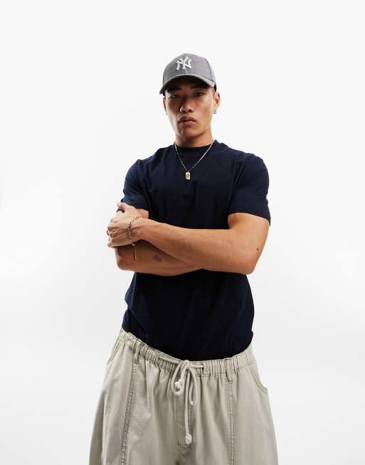 ASOS DESIGN - T-shirt ras de cou - Bleu marine 