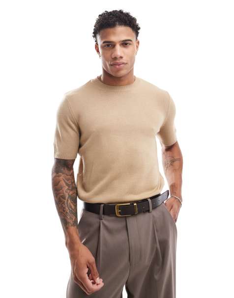ASOS DESIGN - T-shirt ras de cou d'ensemble en maille - Taupe - view 1