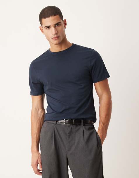ASOS DESIGN - T-shirt ras de cou en coton SUPIMA® de qualité supérieure - Bleu marine - view 1