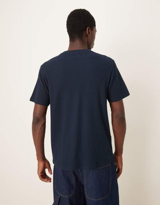 ASOS DESIGN - T-shirt ras de cou en tissu gaufré - Bleu marine  , 3 de 5