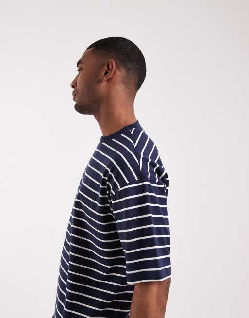 ASOS DESIGN - T-shirt rayé oversize coupe carrée - Bleu marine, 5 de 5