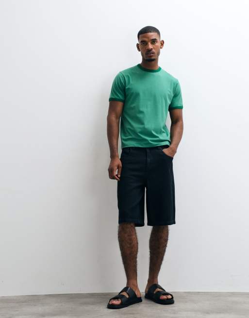 ASOS DESIGN T-shirt regular fit con bordi a contrasto verde, 2 di 5