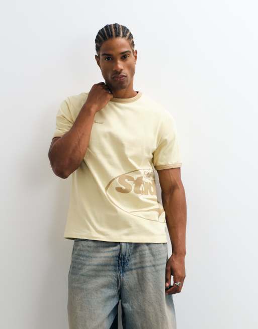 ASOS DESIGN T-shirt regular fit squadrata pesante con stampa studio gialla, 5 di 5