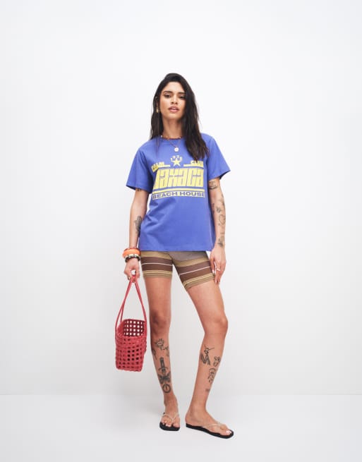 ASOS DESIGN - T-shirt regular fit viola con grafica "Oaxaca", 4 di 4