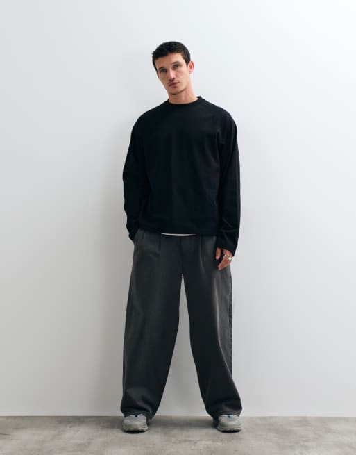 ASOS DESIGN t-shirt relaxed in interlock con maniche raglan nera, 5 di 5