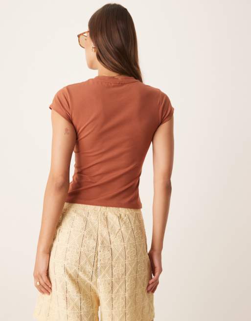 ASOS DESIGN - T-shirt rétréci avec imprimé fleuri et mosaïque - Rouille, 4 de 4