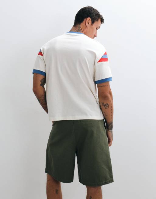 ASOS DESIGN t-shirt ringer coupe carrée décontractée avec motif Pacific Soul effet usé en crème, 3 de 5