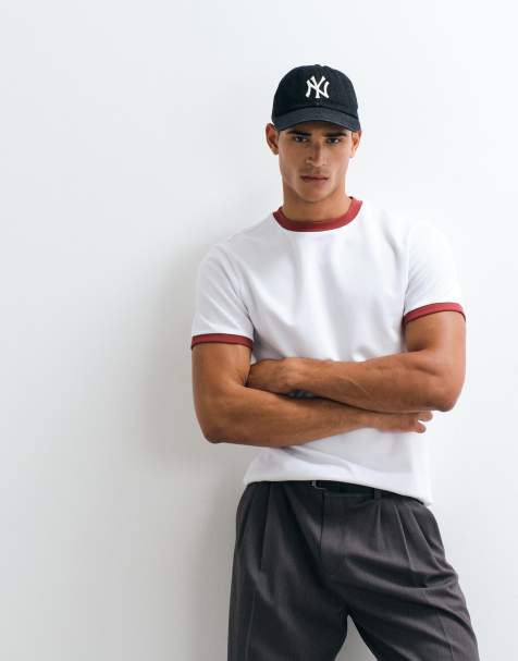 ASOS DESIGN T-shirt ringer coupe regular blanc et rouge - view 1