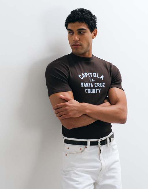 ASOS DESIGN - T-shirt sans manches épais avec imprimé Santa Cruz - Marron, 4 de 5