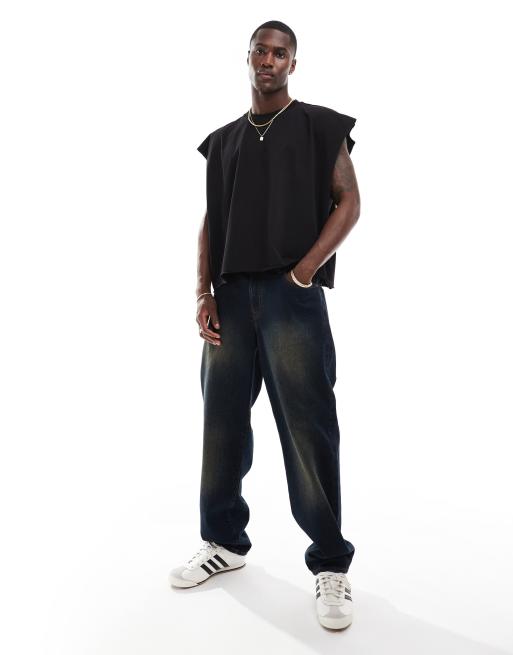 ASOS DESIGN - T-shirt sans manches ultra oversize en tissu épais avec bords bruts - Noir , 4 de 4