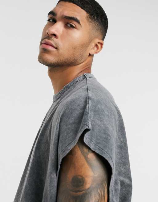 ASOS DESIGN - T-shirt sans manches ultra oversize en tissu lourd - Bleu délavé, 3 de 4