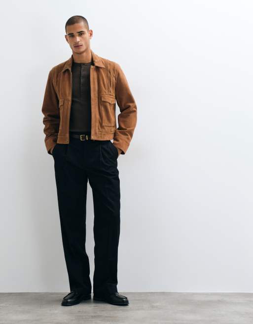 ASOS DESIGN T-shirt serafino attillata a maniche lunghe in maglia a coste marrone, 2 di 5