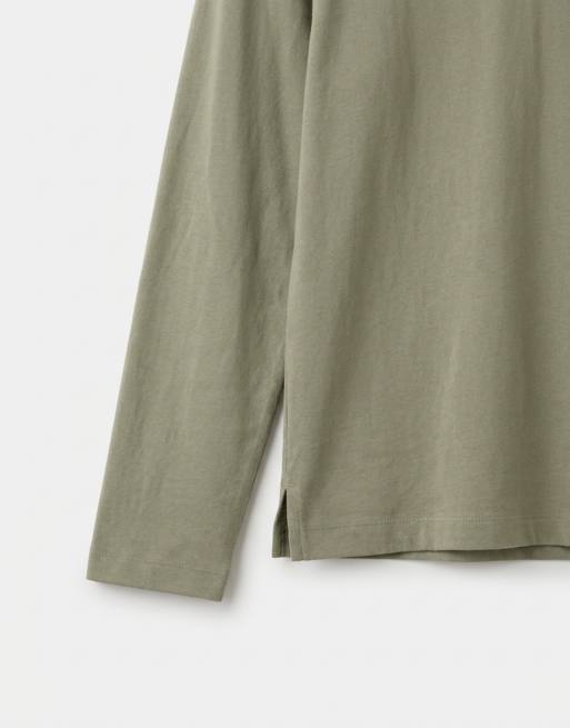 ASOS DESIGN - T-shirt serafino comoda a maniche lunghe lavaggio verde, 8 di 9