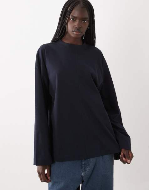 ASOS DESIGN t-shirt skate à manches longues bleu marine - view 1
